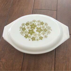 Vintage Pyrex Spring Blossom/Crazy Daisy 70s 1 qt. Divided Casserole Dish w/Lid